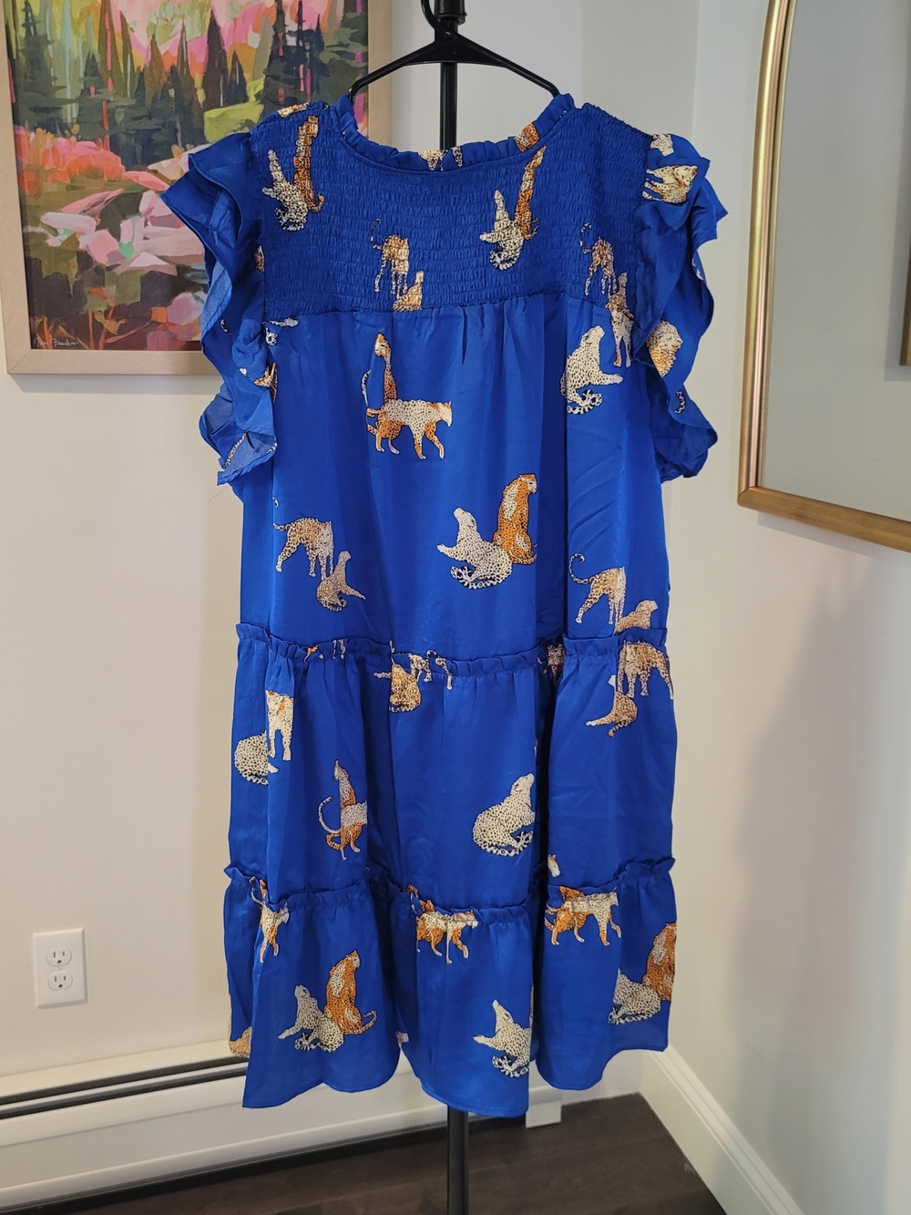 NWT UMGEE Royal Blue Sleeveless Mini Dress Leopard Print Women's Size 1X - Picture 4 of 9